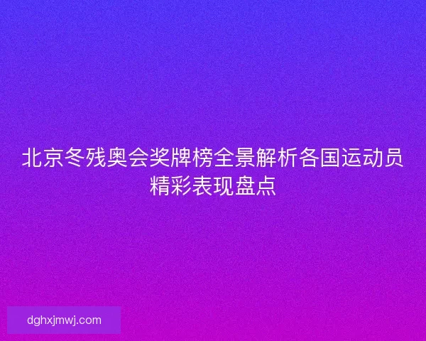 北京冬残奥会奖牌榜全景解析各国运动员精彩表现盘点