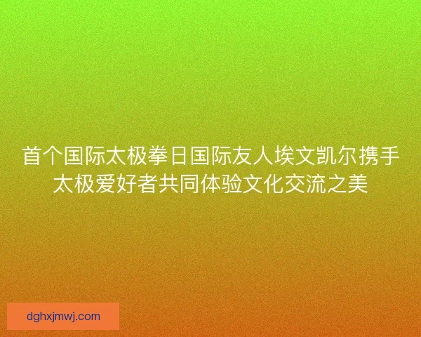 首个国际太极拳日国际友人埃文凯尔携手太极爱好者共同体验文化交流之美